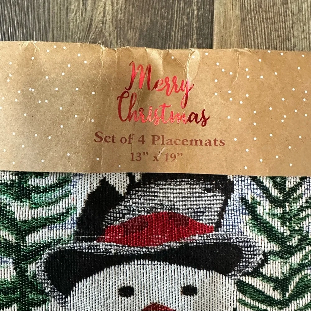 Trio Snowmen tapestry Christmas placemats set of 4 13